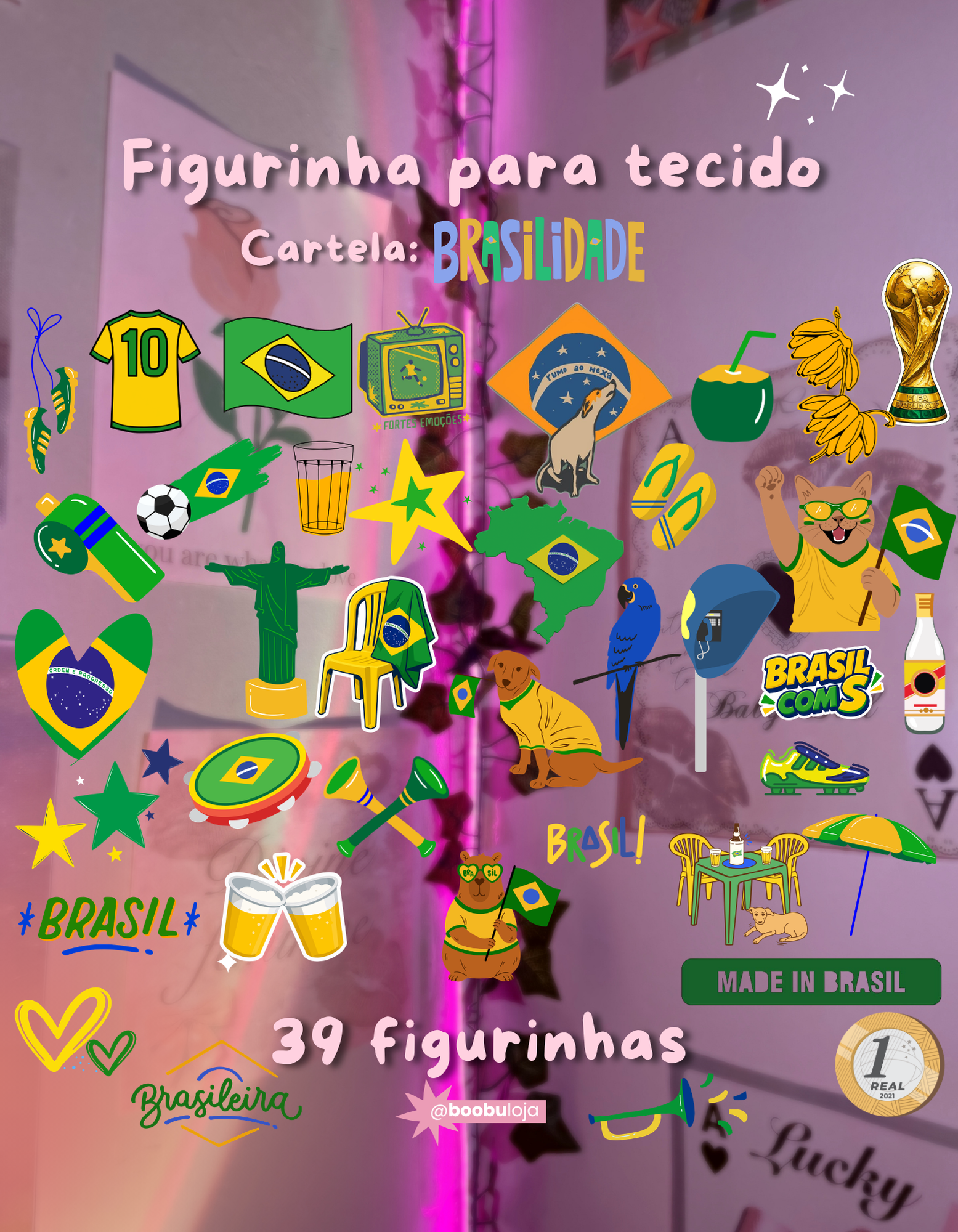Kit Figurinhas de tecido, CARTELA BRASILIDADE 39 Unidades
