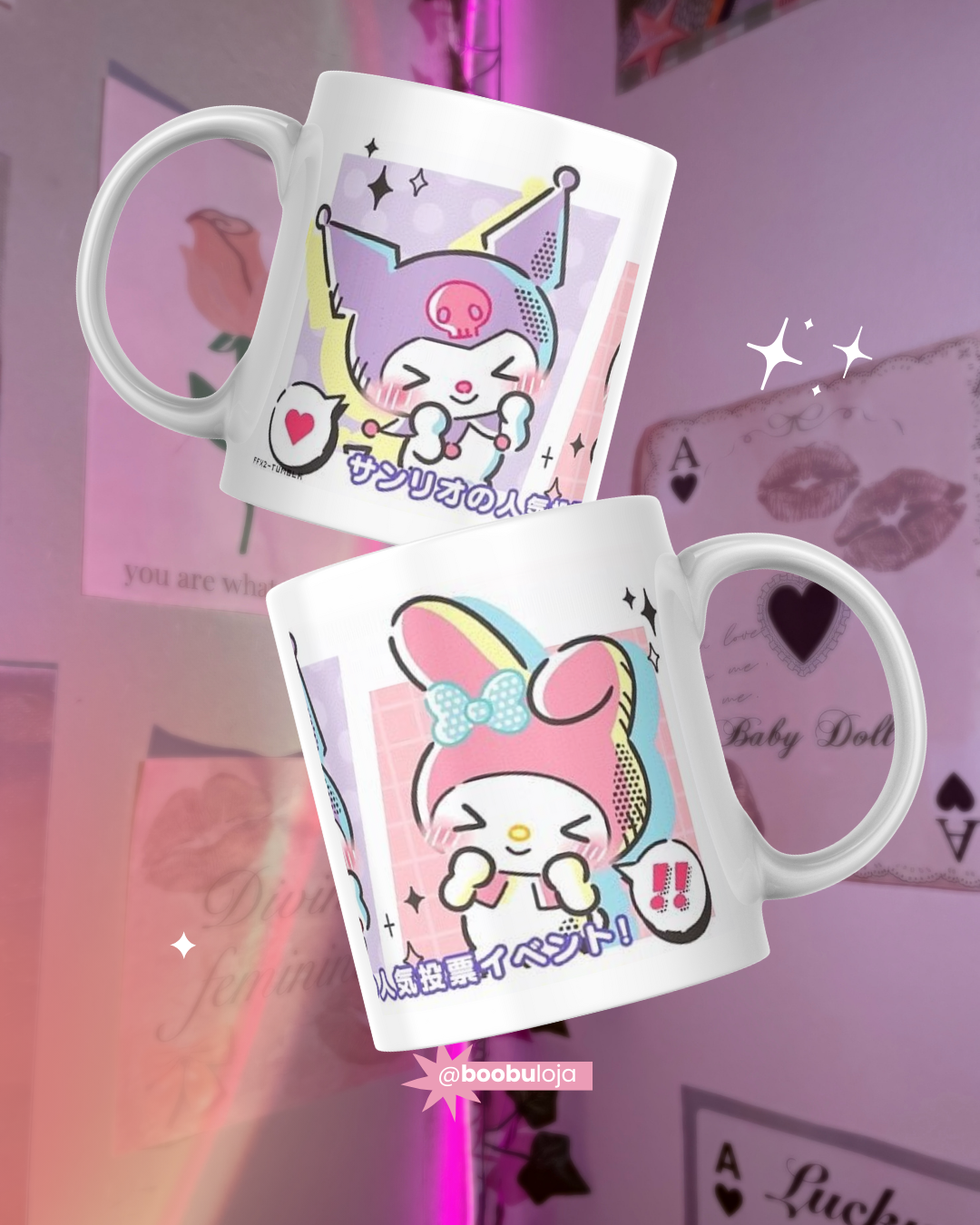 Caneca Kuromi e My melody