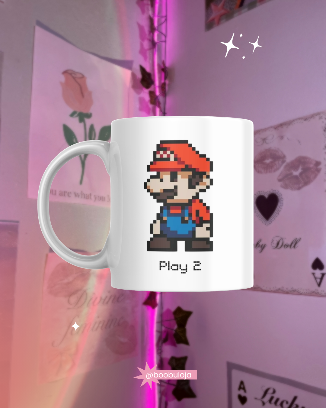 Kit caneca Mario e princesa Peach