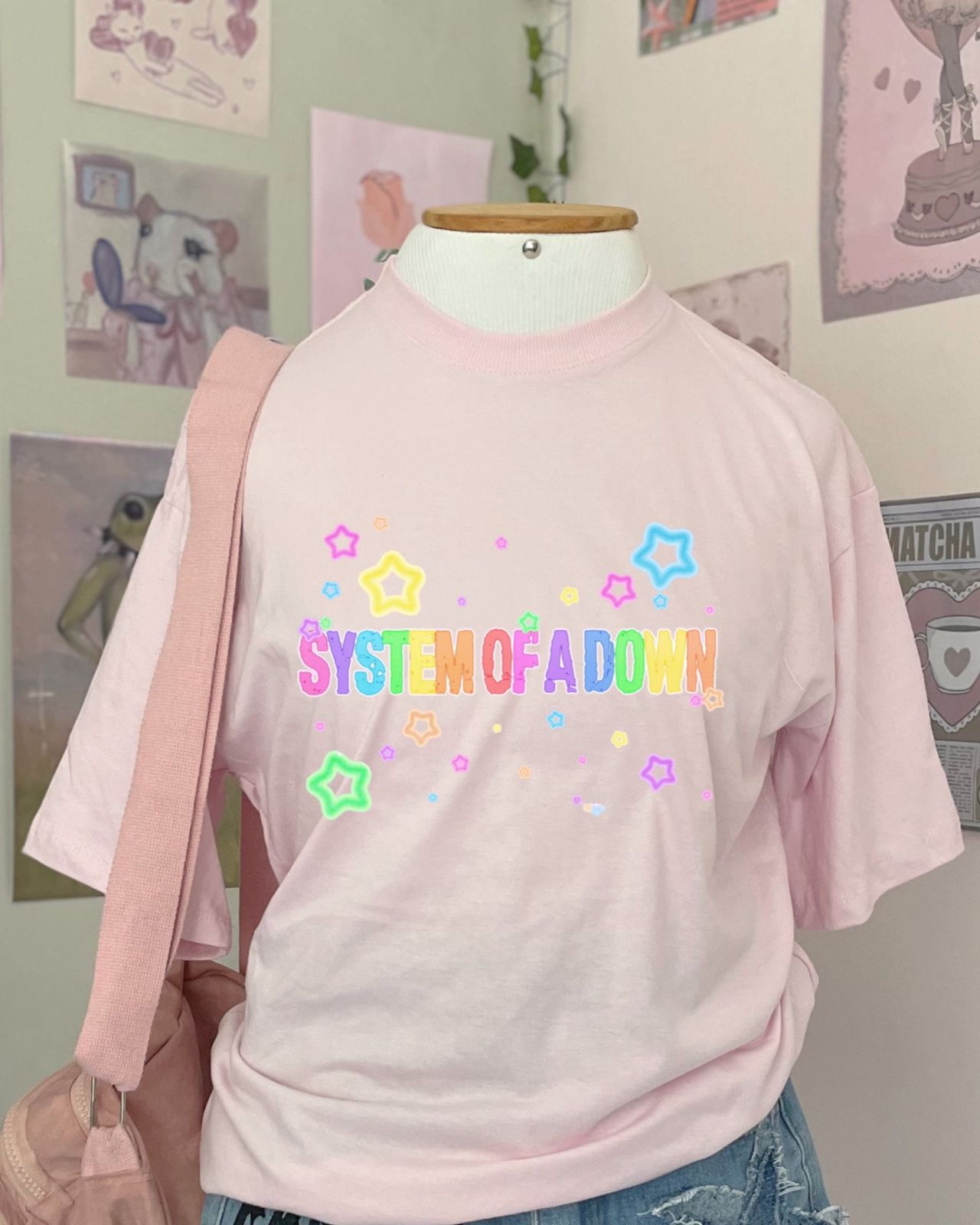 Oversized rosa SYSTEM OF A DOWN estrelas