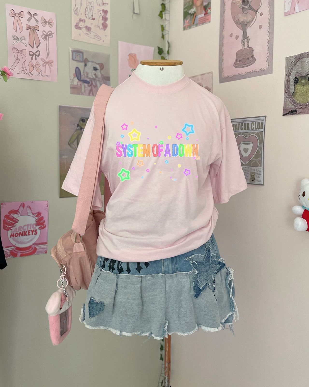 Oversized rosa SYSTEM OF A DOWN estrelas