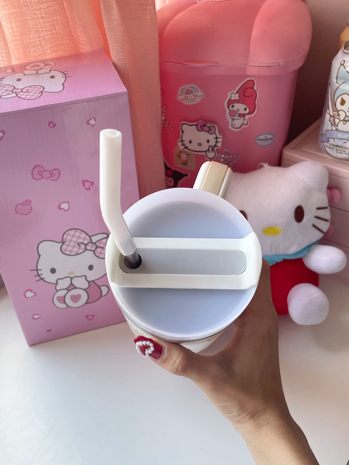 Copo Térmico garrafa hello kitty vermelho
