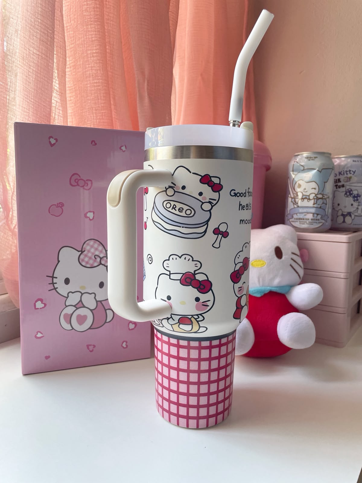 Copo Térmico garrafa hello kitty vermelho