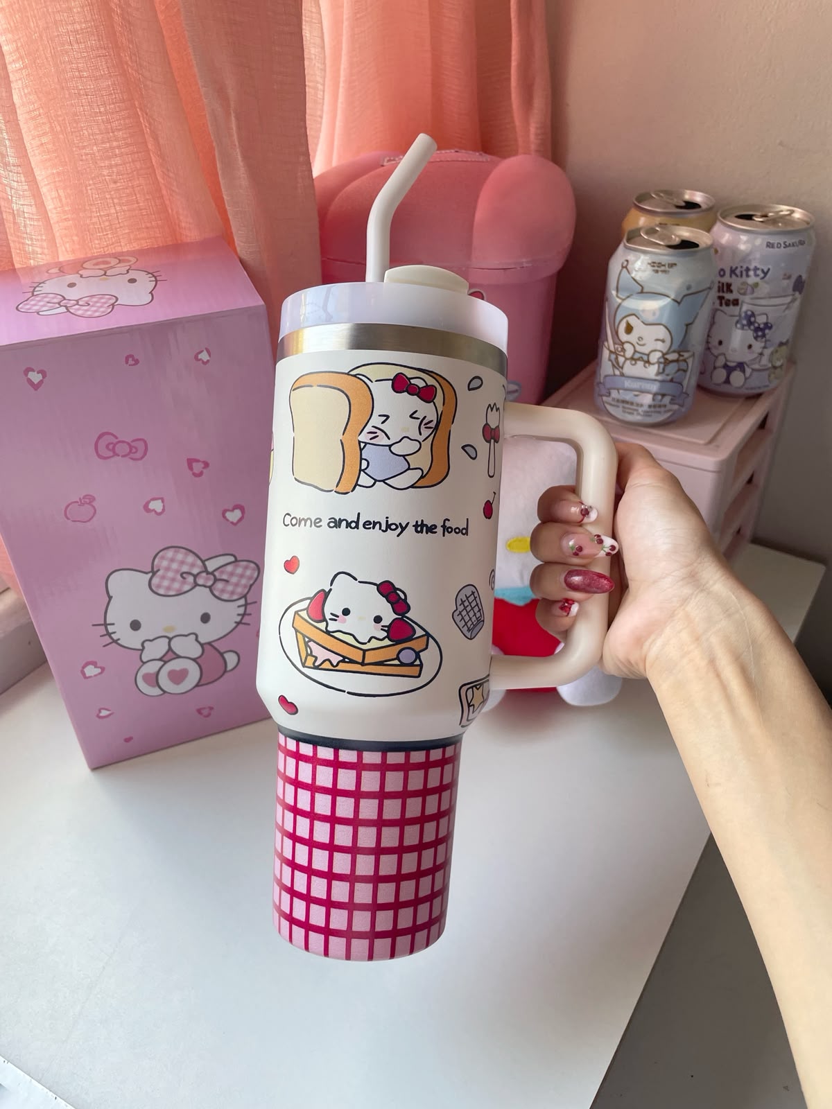 Copo Térmico garrafa hello kitty vermelho