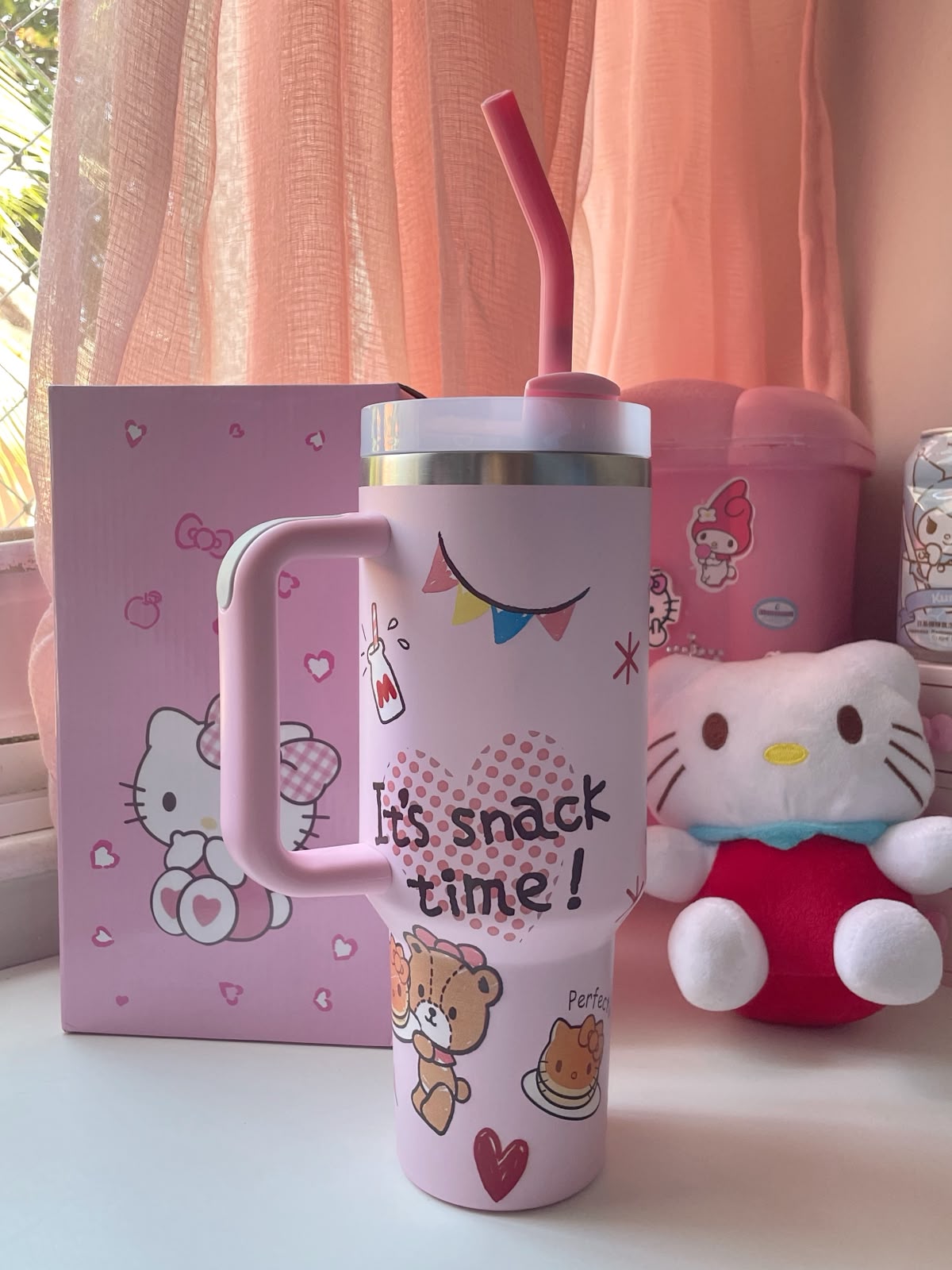 Copo Térmico garrafa Hello kitty rosa